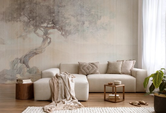 GAIA - patine - artystyczna tapeta z malowanym motywem drzewa