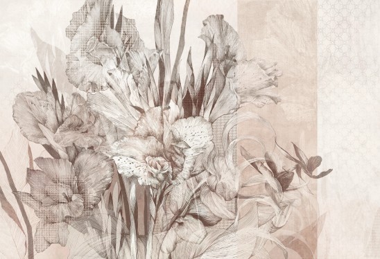 PRIMAVERA - mocha - wyrazista tapeta do salonu z motywem kwiatów