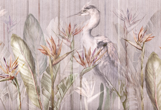 RIVIERA HERON - cool - egzotyczna tapeta do sypialni z czaplą
