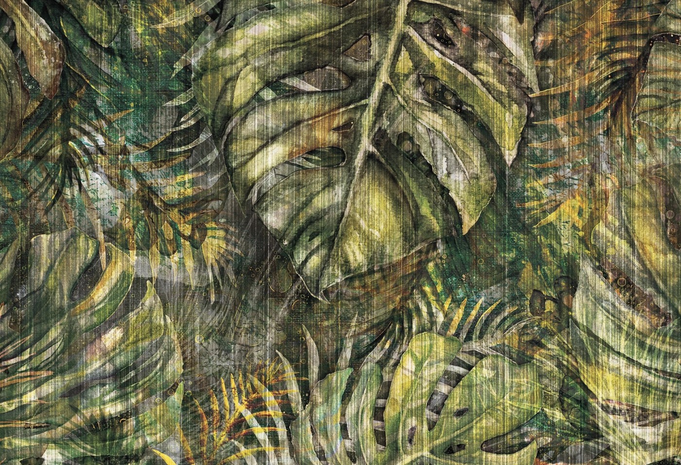 DELICIOSA - green - tapeta do salonu w liście monstery