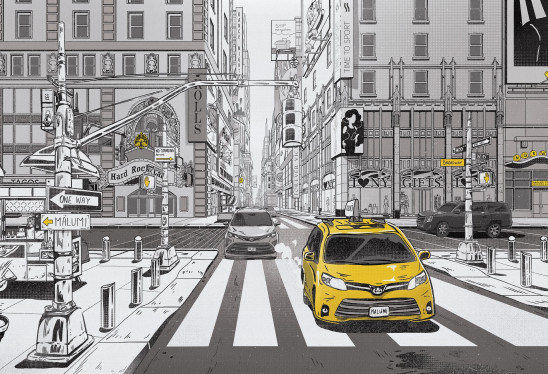 NEW YORK - yellow - stylowa tapeta dla dziecka z żółtą taksówką