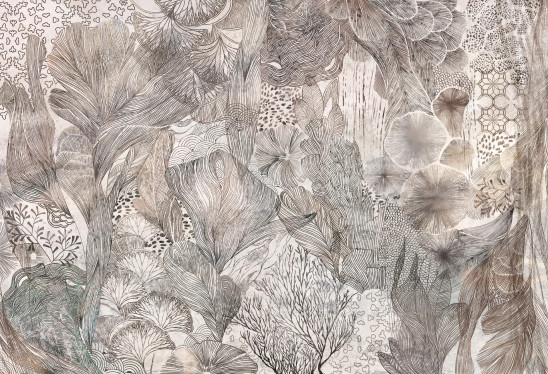 GREAT REEF - beige - tapeta do salonu z motywem rafy koralowej