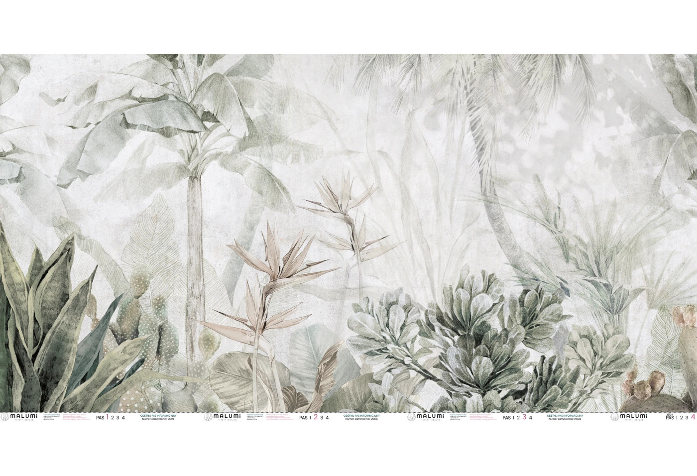 PARADISE - sage green - 360 cm x 185 cm - tapeta idealna do lamperii