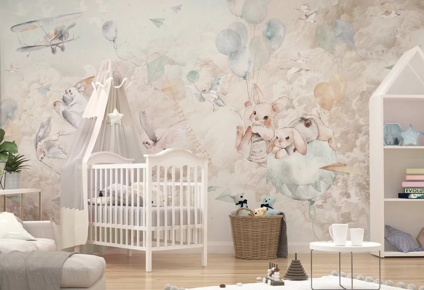 DREAM BABY - mint  - 196 cm x 285cm - tapeta idealna za łóżko