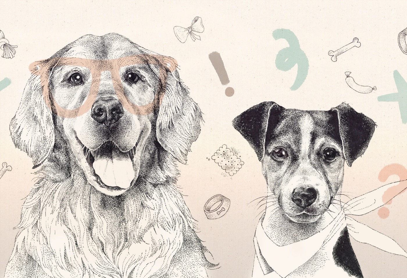 DOGGIES - beige - tapeta w pieski do pokoju dziecięcego