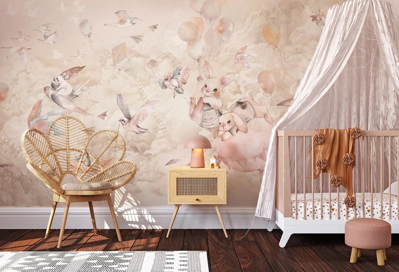 DREAM BABY - rose   - 395 cm x 160 cm - tapeta idealna za łóżko