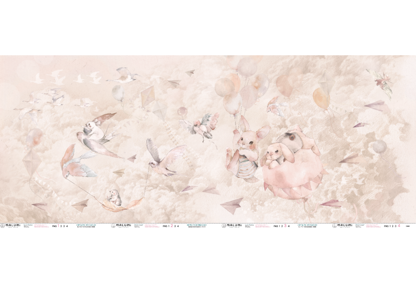 DREAM BABY - rose   - 395 cm x 160 cm - tapeta idealna za łóżko