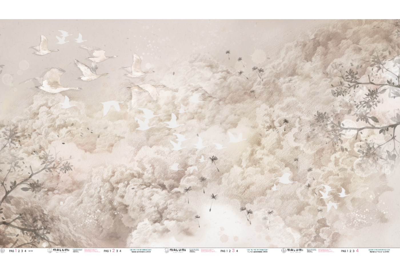 DREAM EVENING - latte - 350 cm x 200 cm  - tapeta idealna do lamperii