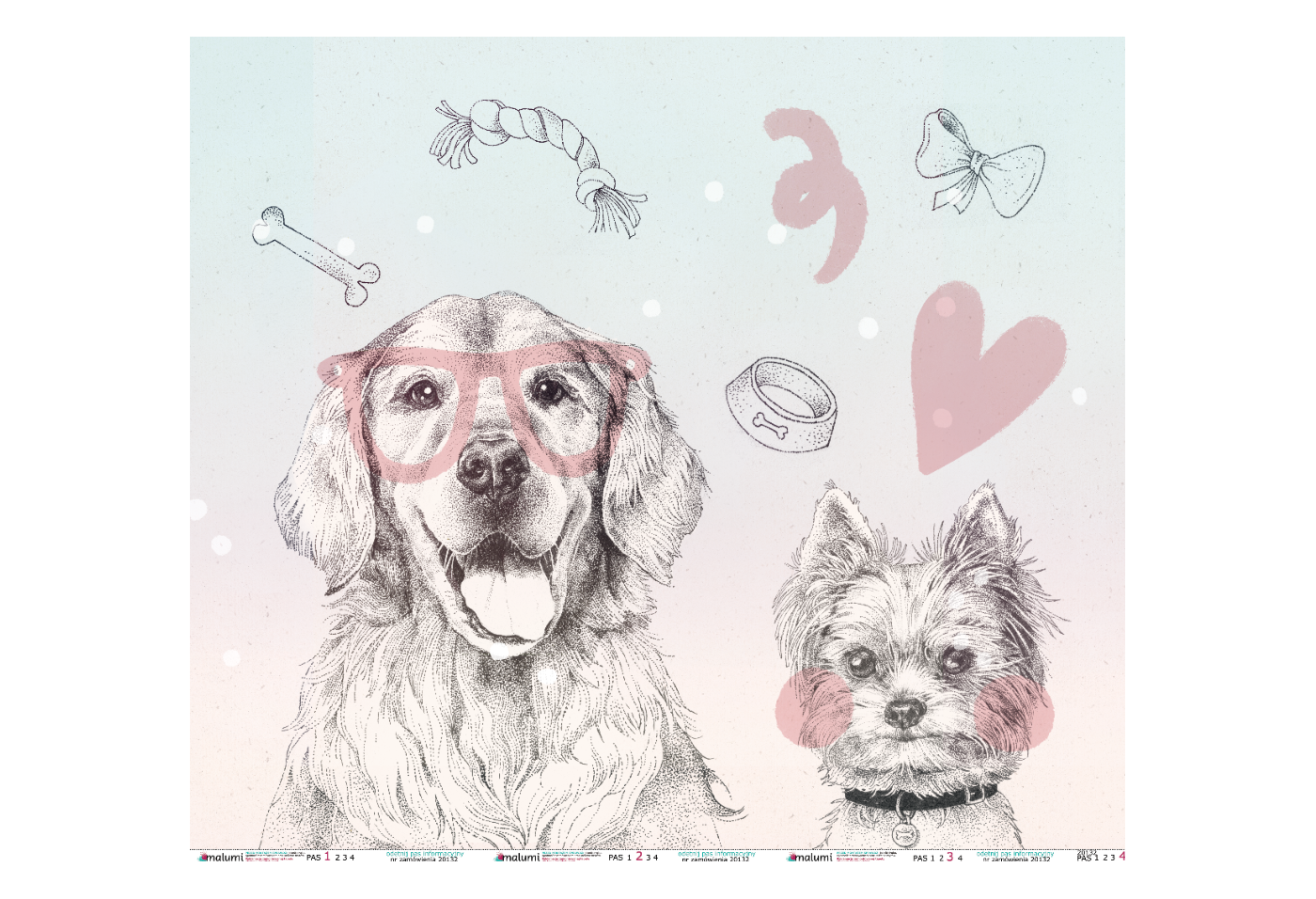 DOGGIES - Pink - 320 cm x 278 cm tapeta idealna na całą ścianę