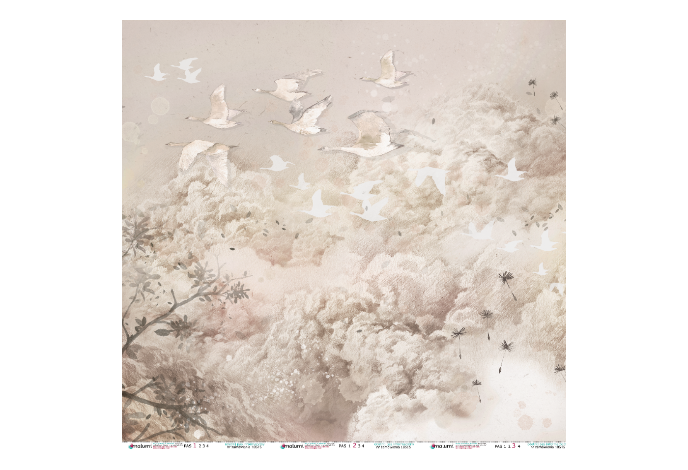 DREAM EVENING - latte - 300cm x 280cm - tapeta do salonu lub pokoju dziecka