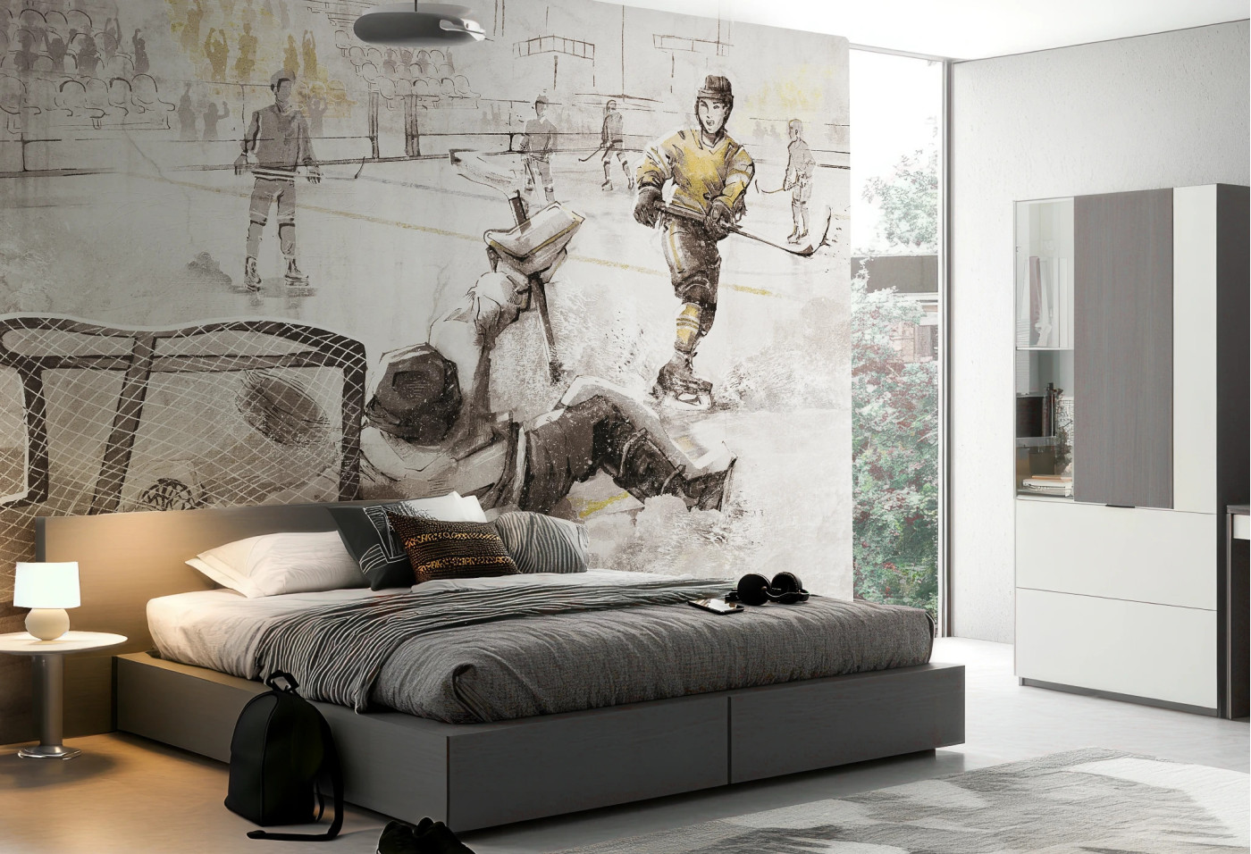 HOCKEY - yellow - tapeta z motywem hokeja do pokoju chłopca HOCKEY - yellow - tapeta z motywem hokeja do pokoju chłopca