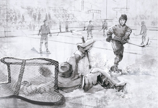 HOCKEY -ice grey  - tapeta z motywem hokeja do pokoju chłopca