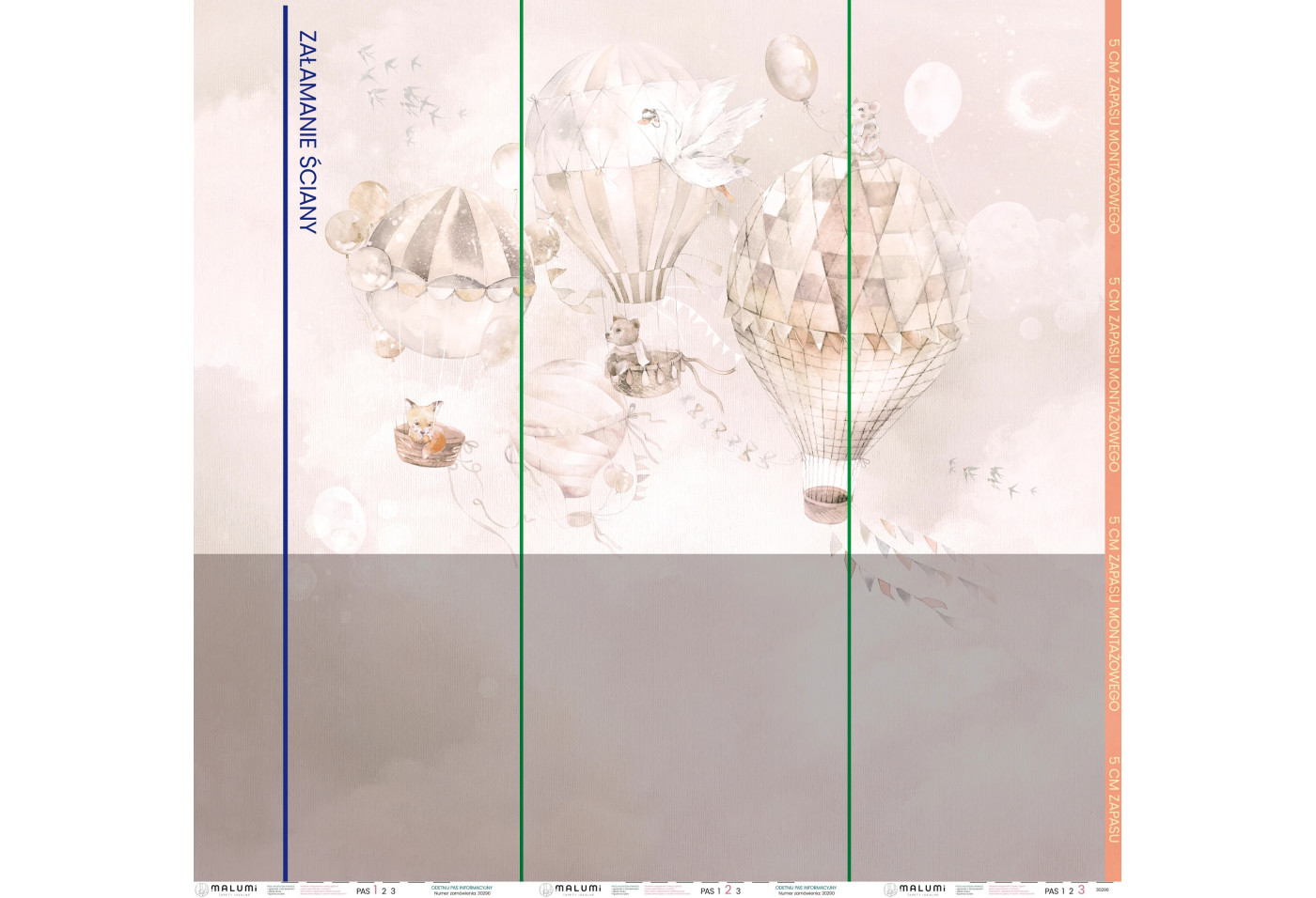 BALLOONS - beige   - 283 cm x 269 cm - tapeta idealna na całą ścianę