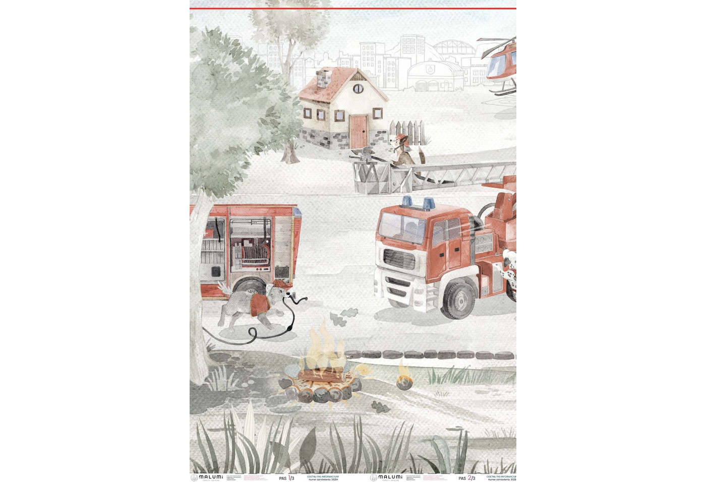 FIRE PATROL - red   - 200 cm x 277 cm - tapeta idealna na całą ścianę