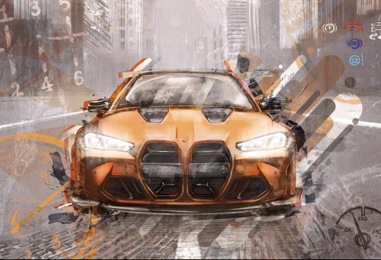 FAST CAR - orange-  tapeta ze sportowym samochodem