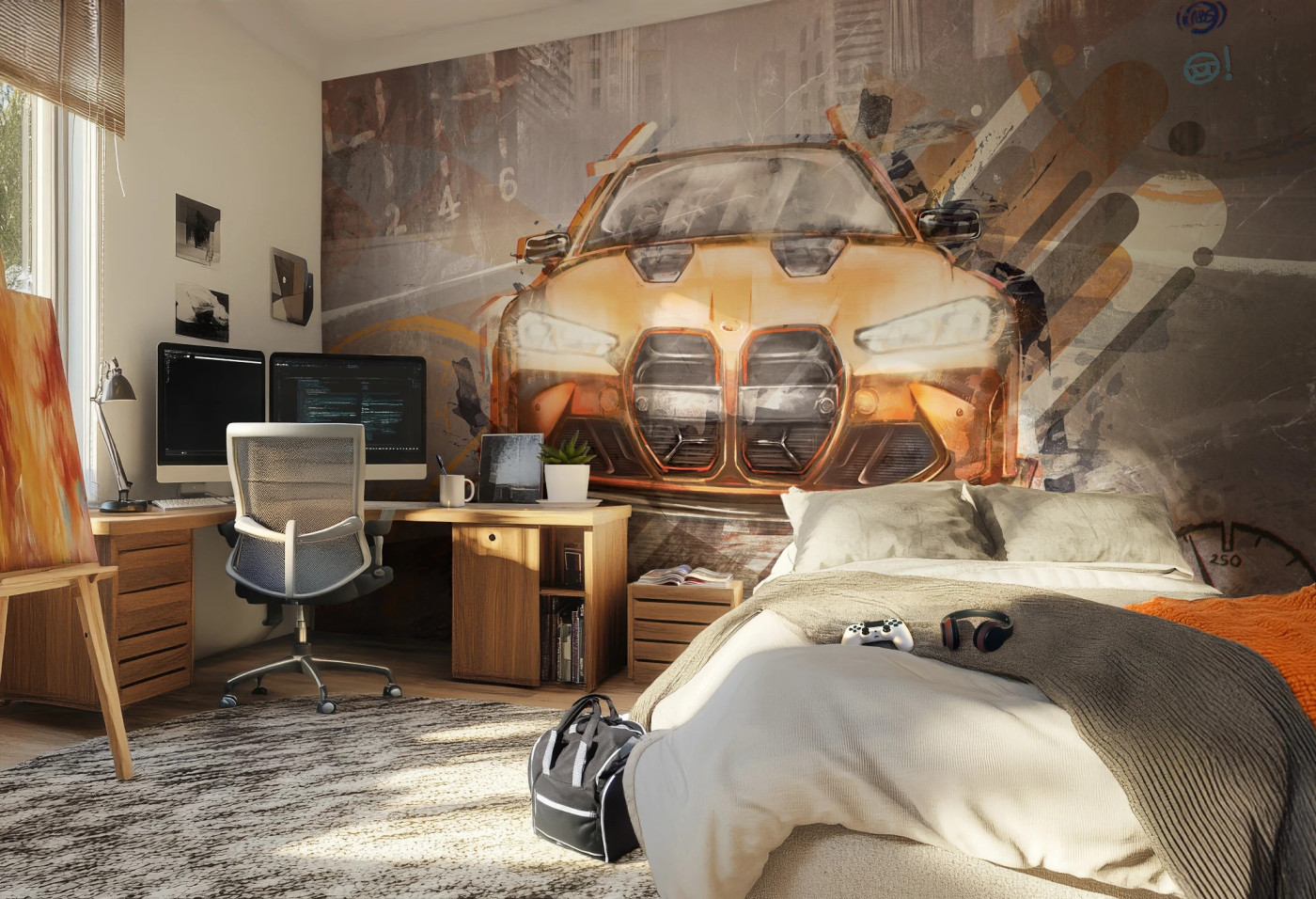 FAST CAR - orange-  tapeta ze sportowym samochodem