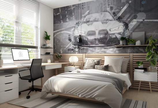 FAST CAR -white-  tapeta idealna dla chłopaka