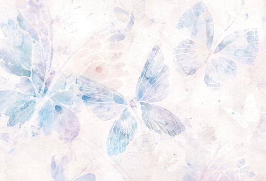 MARIPOSA - blue - dziewczęca tapeta z bajkowym motylem
