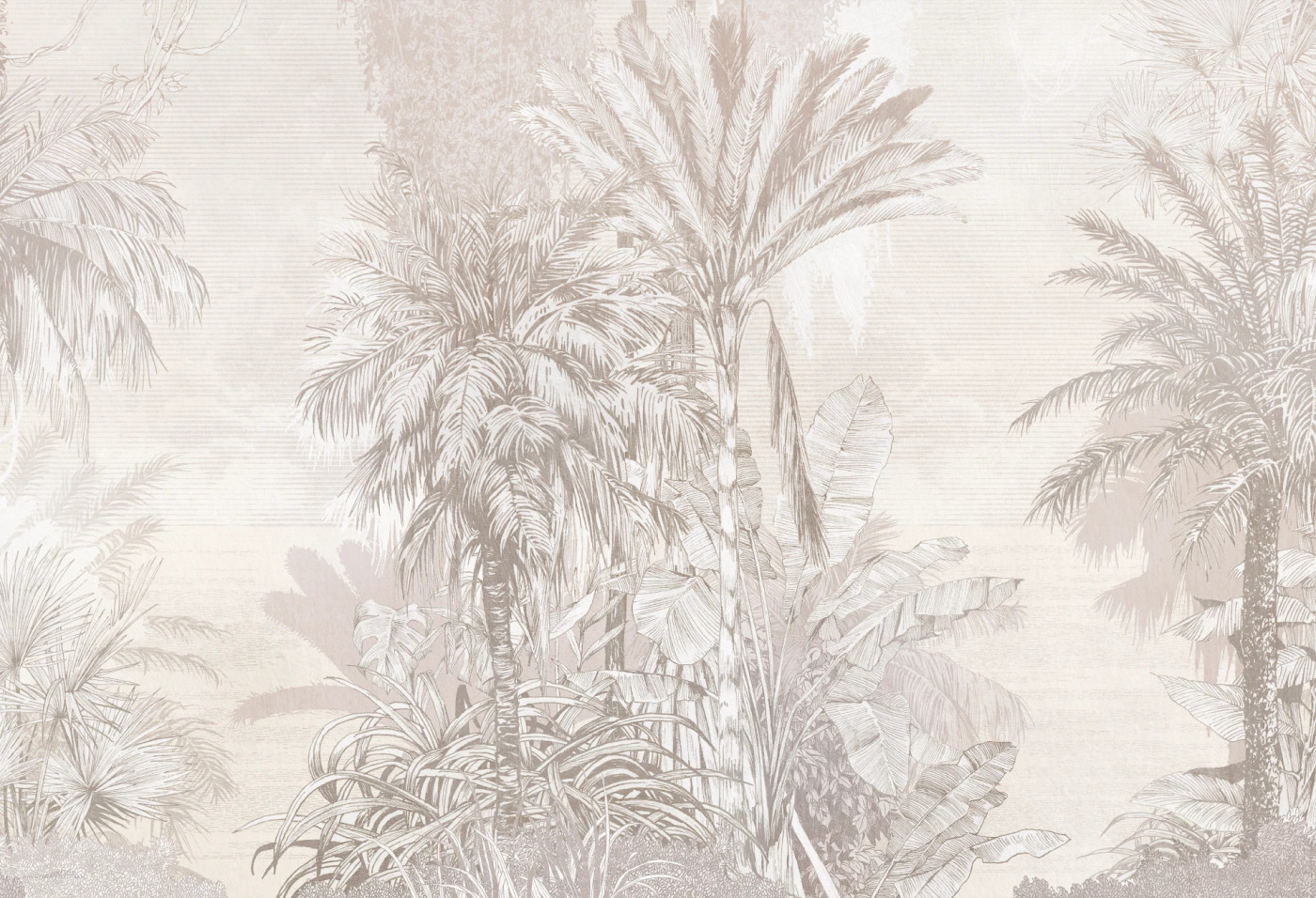 Borneo - beige - tapeta w palmy do sypialni lub salonu