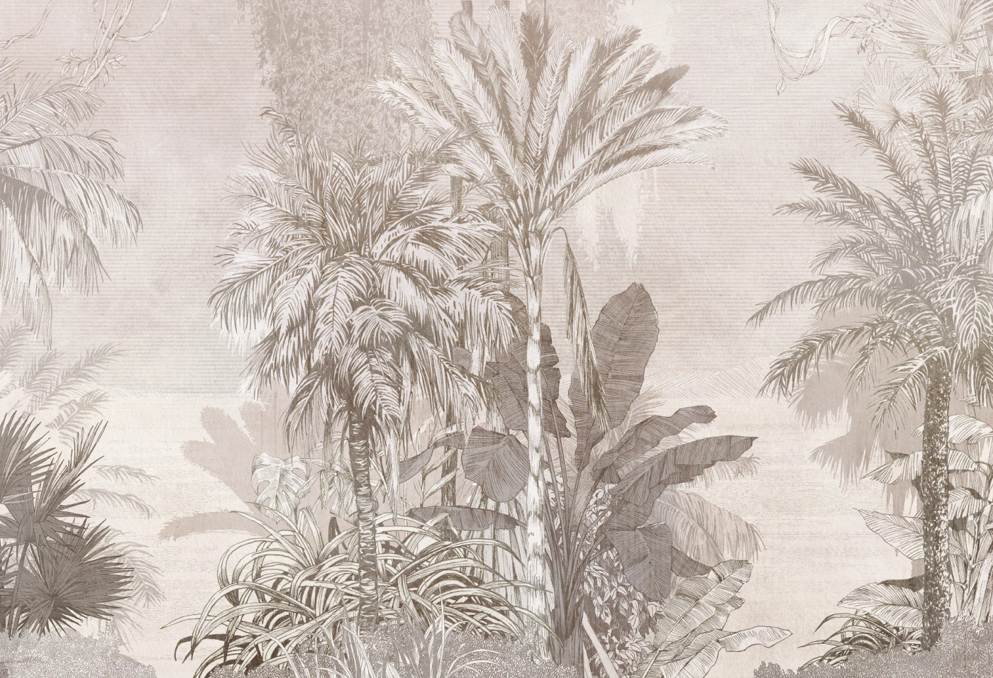 BORNEO - mocha  - tapeta w idealna do salonu lub sypialni z motywem egzotycznym