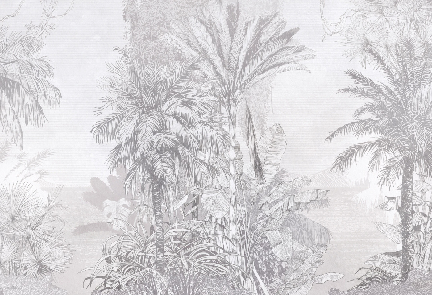 BORNEO - grey - tapeta w idealna do salonu lub sypialni z motywem egzotycznym