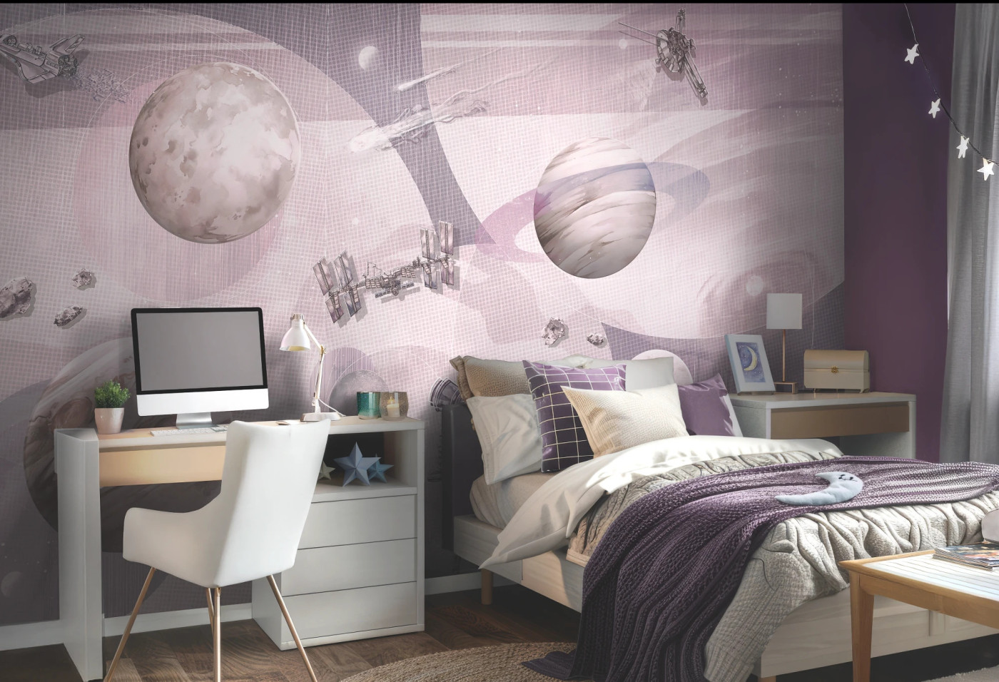 SPACE ZONE - lavender -  tapeta w magiczny kosmos.