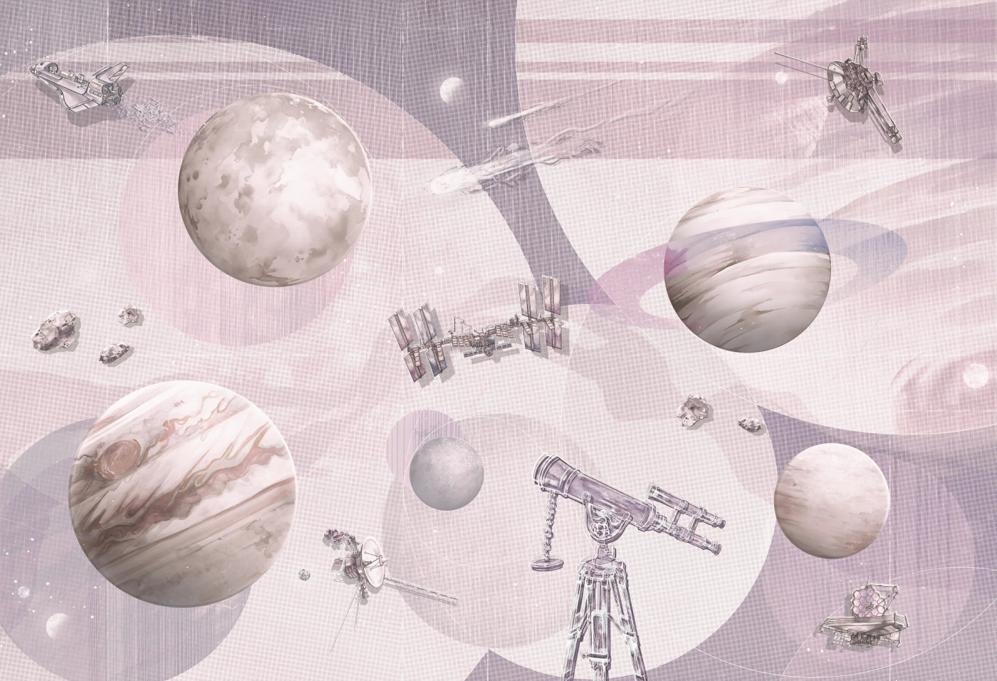 SPACE ZONE - lavender -  tapeta w magiczny kosmos.