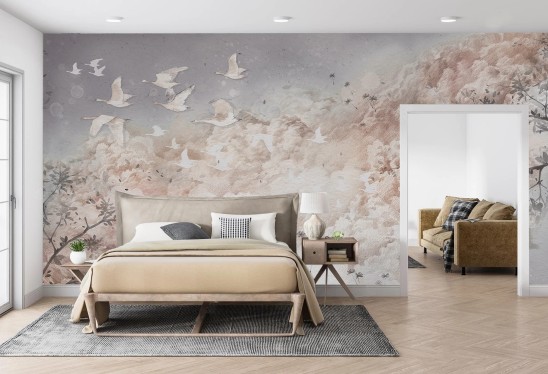 DREAM EVENING - white - piękna tapeta do sypialni lub salonu