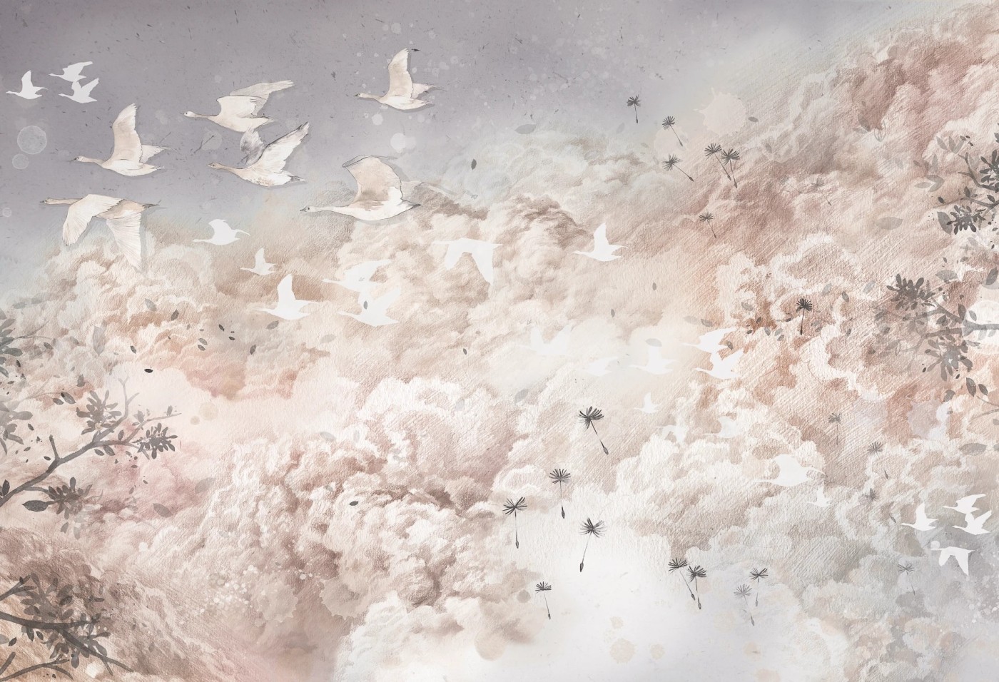 DREAM EVENING - white - piękna tapeta do sypialni lub salonu