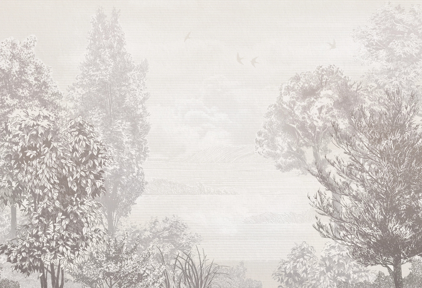 COSTA - beige - tapeta w drzewa do sypialni lub salonu