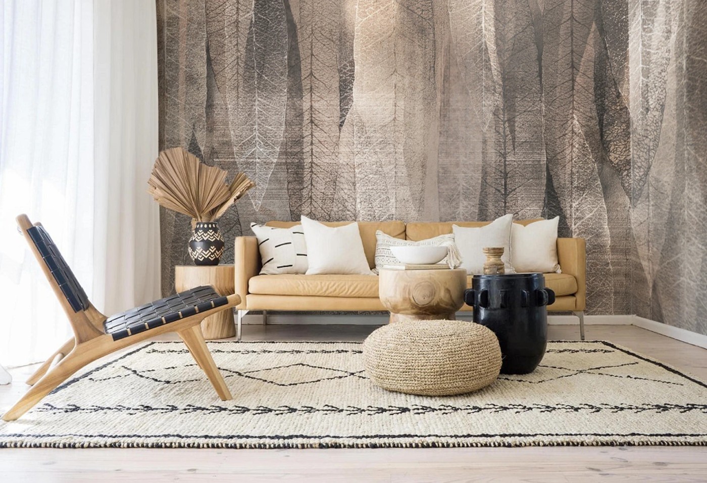 EUKALIPTUS - cocoa - minimalistyczna tapeta w liście