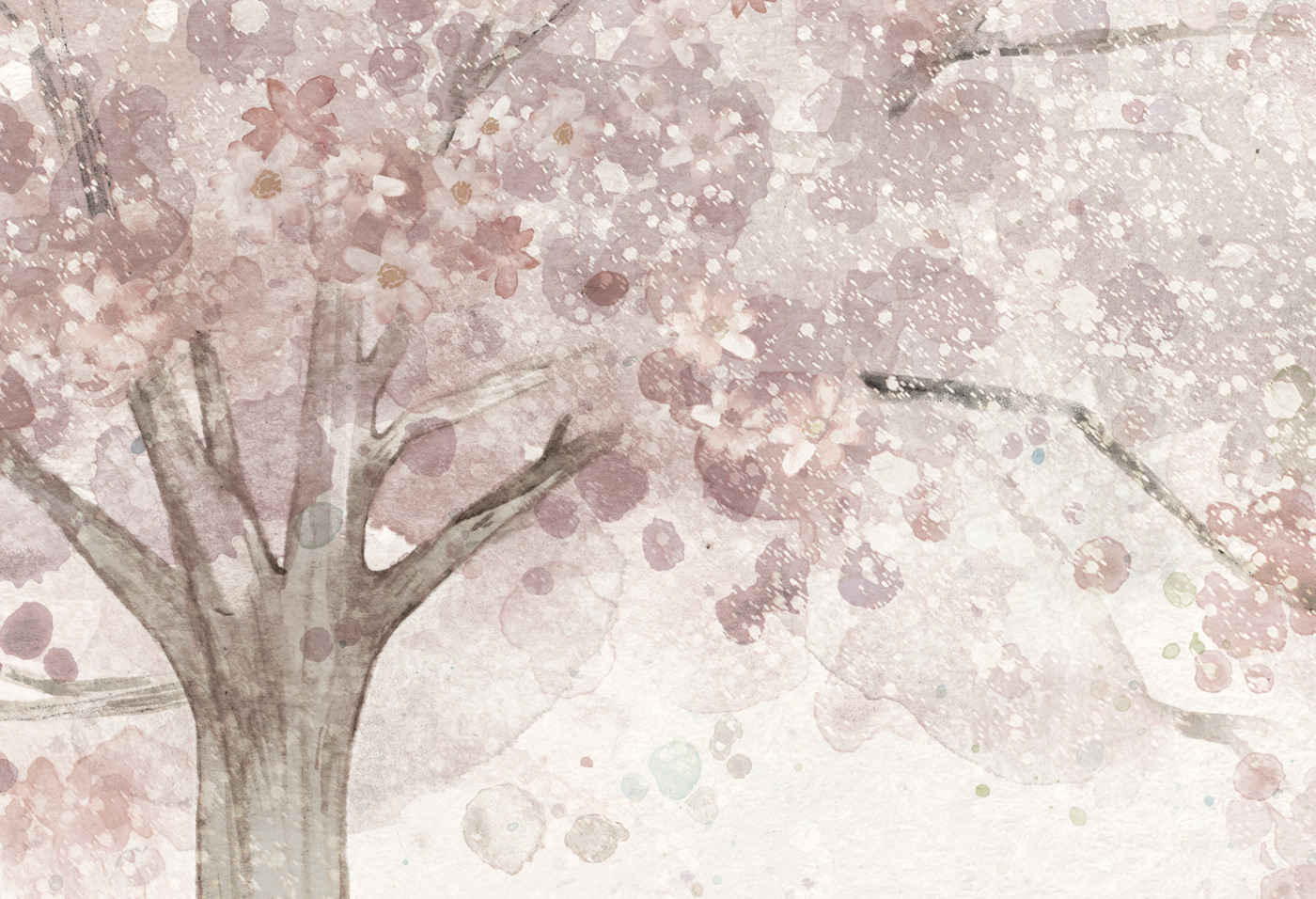 Sklep: romantyczna tapeta, kwiaty, drzewo.