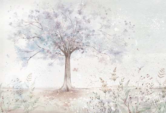 tapeta dla dziewczynki z kwiatami i drzewem sklep Malumi
