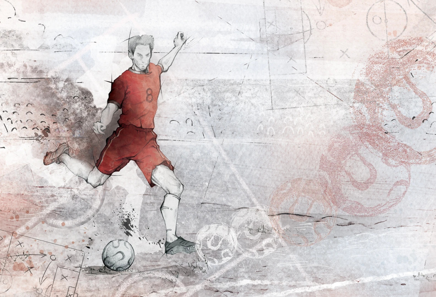 SOCCER - red - dynamiczna tapeta dla małego sportowca z motywem piłkarskim SOCCER - red - dynamiczna tapeta dla małego sportowca z motywem piłkarskim