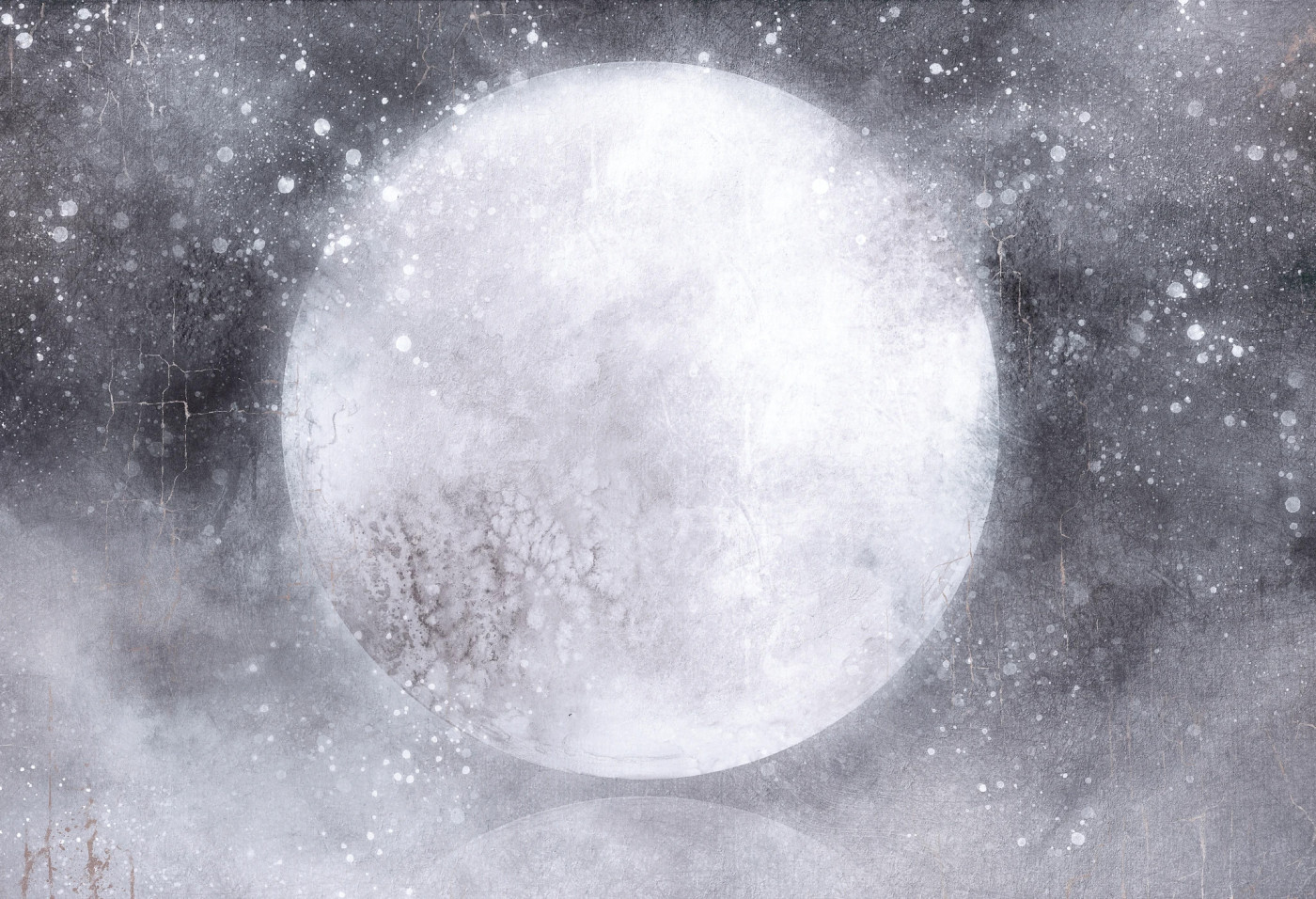 MOONLIGHT - cold grey - nowoczesna tapeta z księżycem do salonu w chłodnej szarości MOONLIGHT - cold grey - nowoczesna tapeta z księżycem do salonu w chłodnej szarości