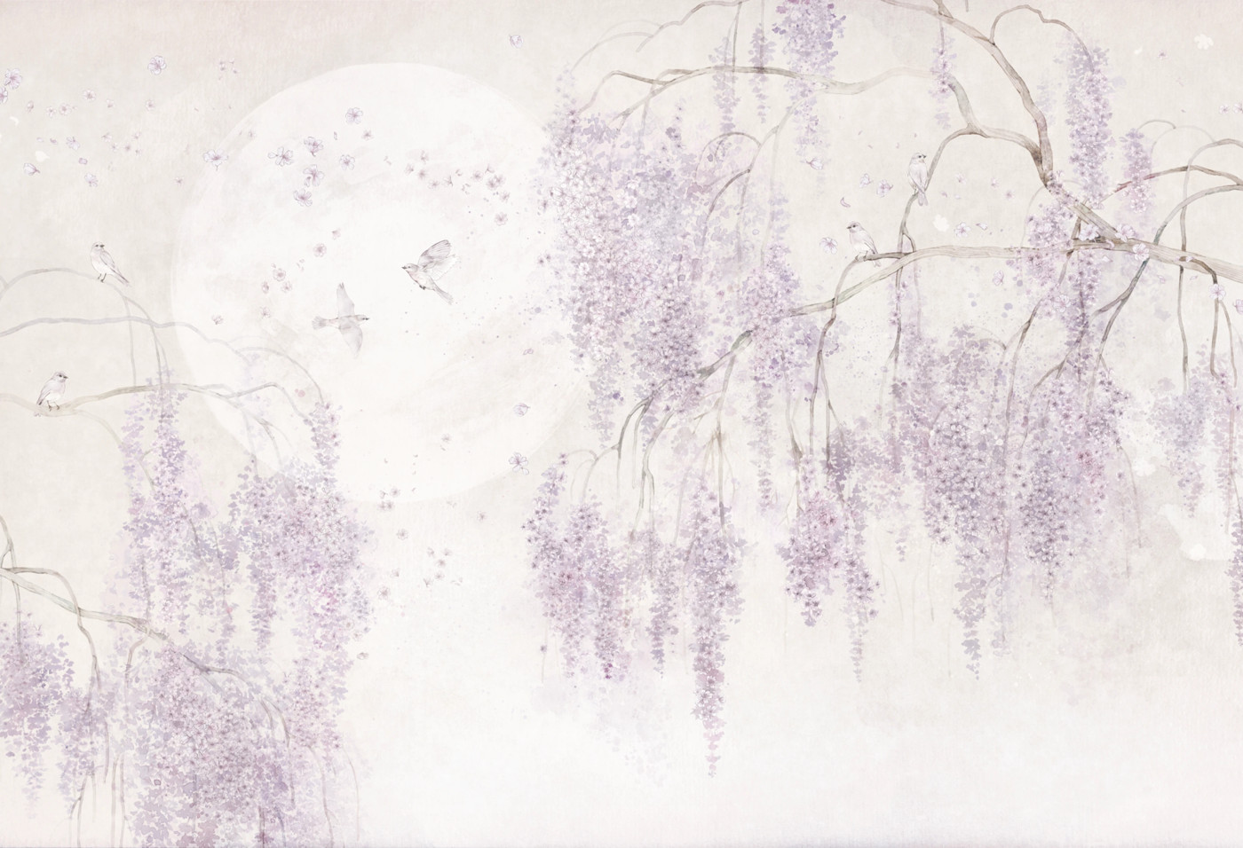 BIRDSONG - lavender - tapeta dla dzieci z drzewem w odcieniach fioletu BIRDSONG - lavender - tapeta dla dzieci z drzewem w odcieniach fioletu
