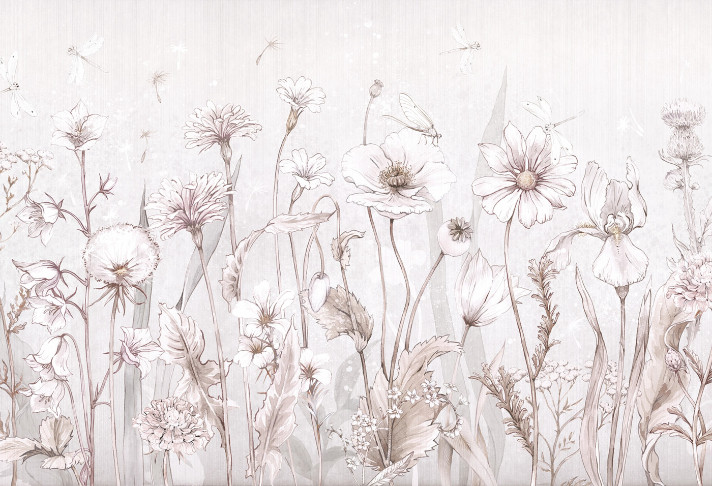 SPRING JOY - white - jasna tapeta dla nastolatki w polne kwiaty