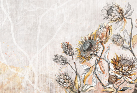 PROTEA - autumn - nowoczesna tapeta w jesiennych barwach do salonu
