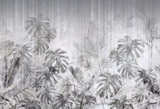 EXOTIC MONSTERA - cemento - tapeta florystyczna do salonu