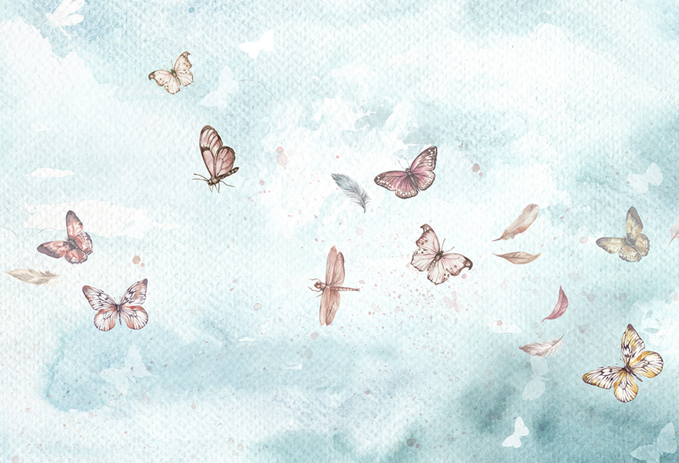 motyle chmury tapeta dla dzieci