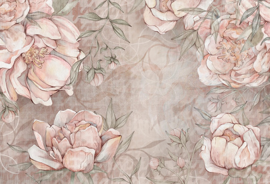 FIORENTE - rose gold - kwiecista tapeta w odcieniu różowego złota