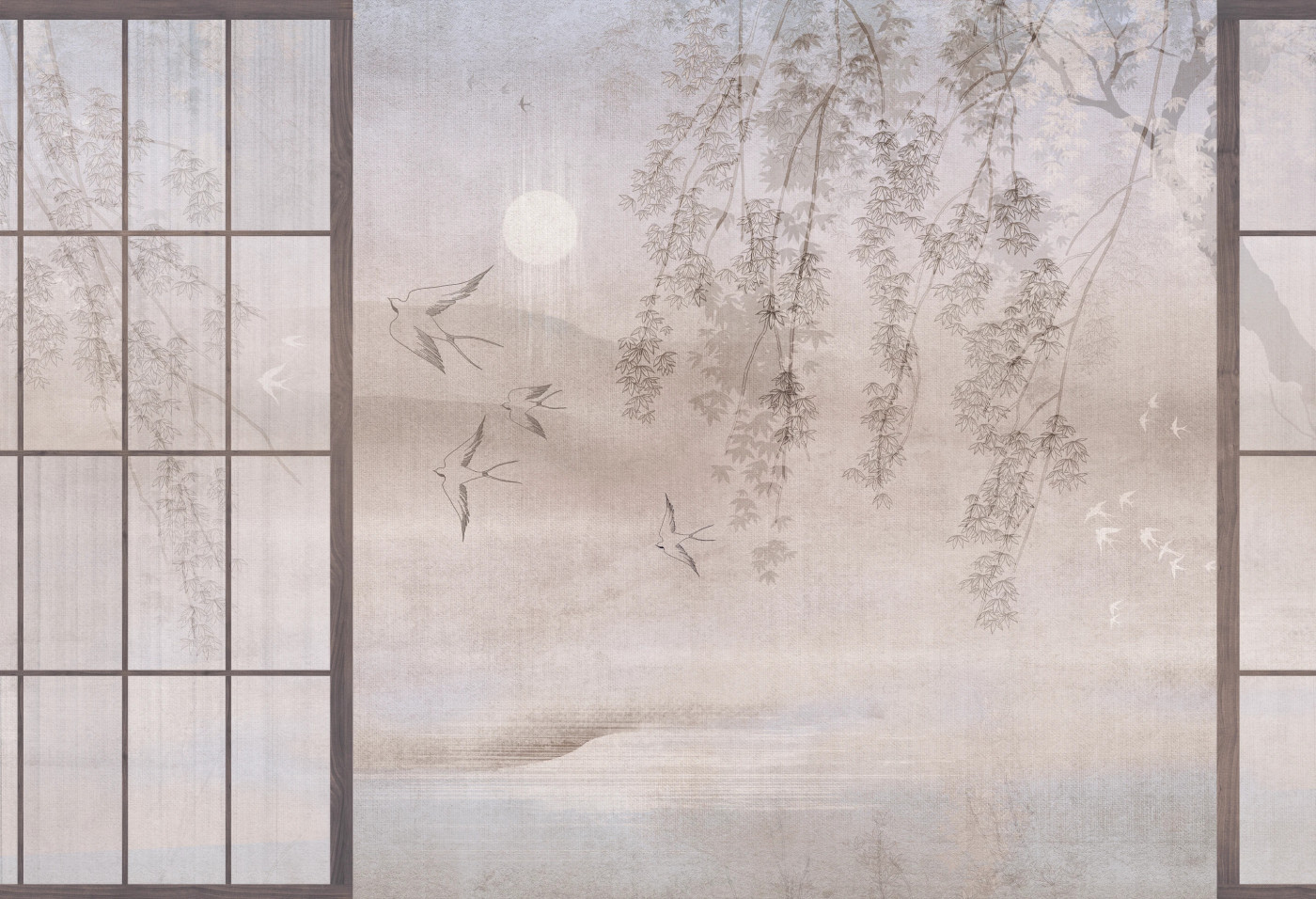 SAKURA - sunrise - japońska tapeta z widokiem na wschód słońca