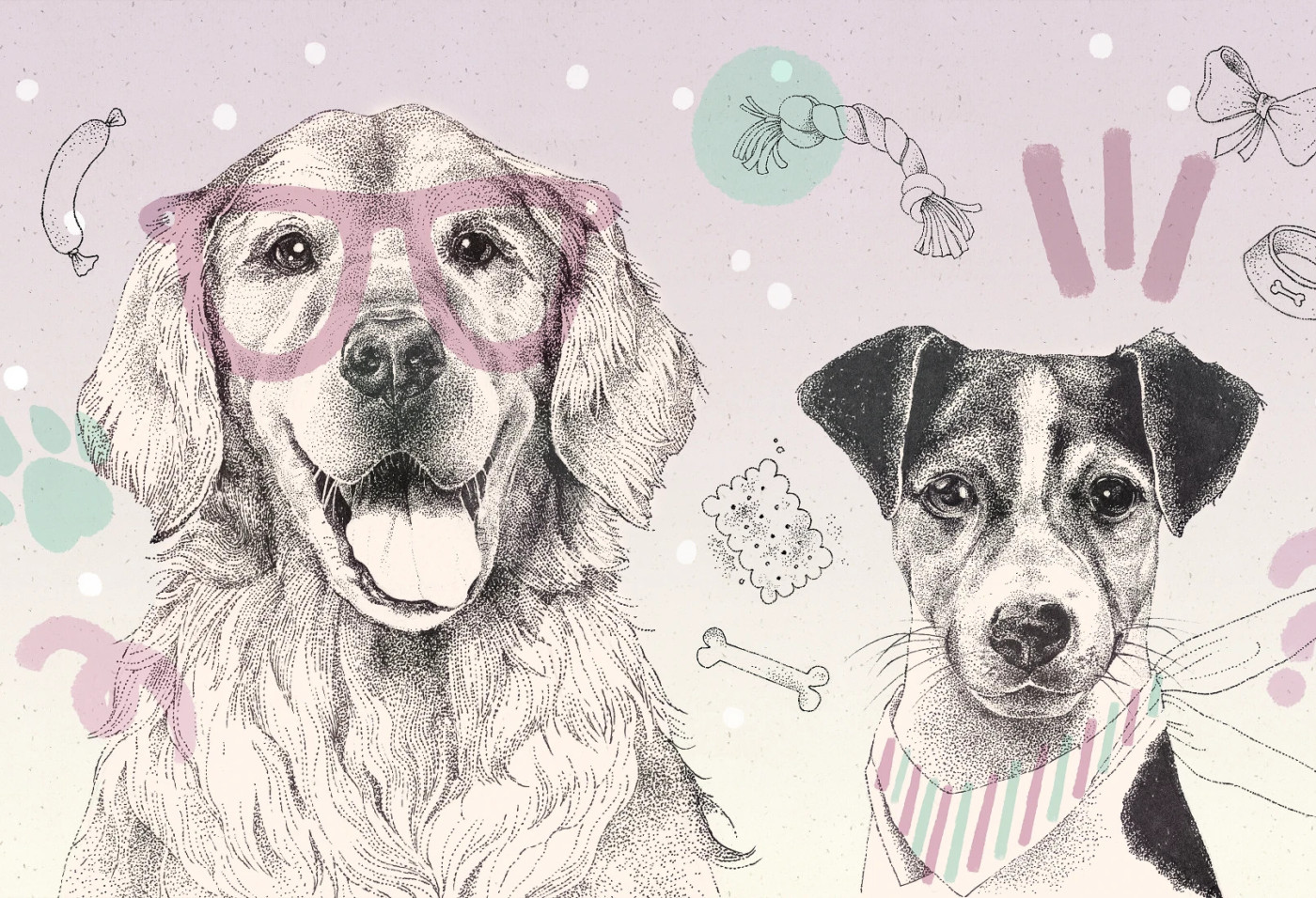 DOGGIES - cottoncandy - dziecięca tapeta z wesołymi pieskami