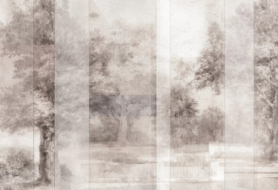 FLORESTA - creme - tapeta do salonu z motywem lasu