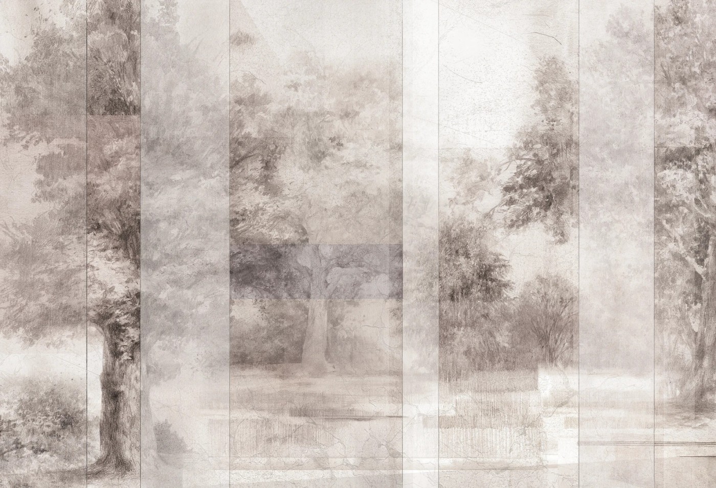 FLORESTA - creme - tapeta do salonu z motywem lasu