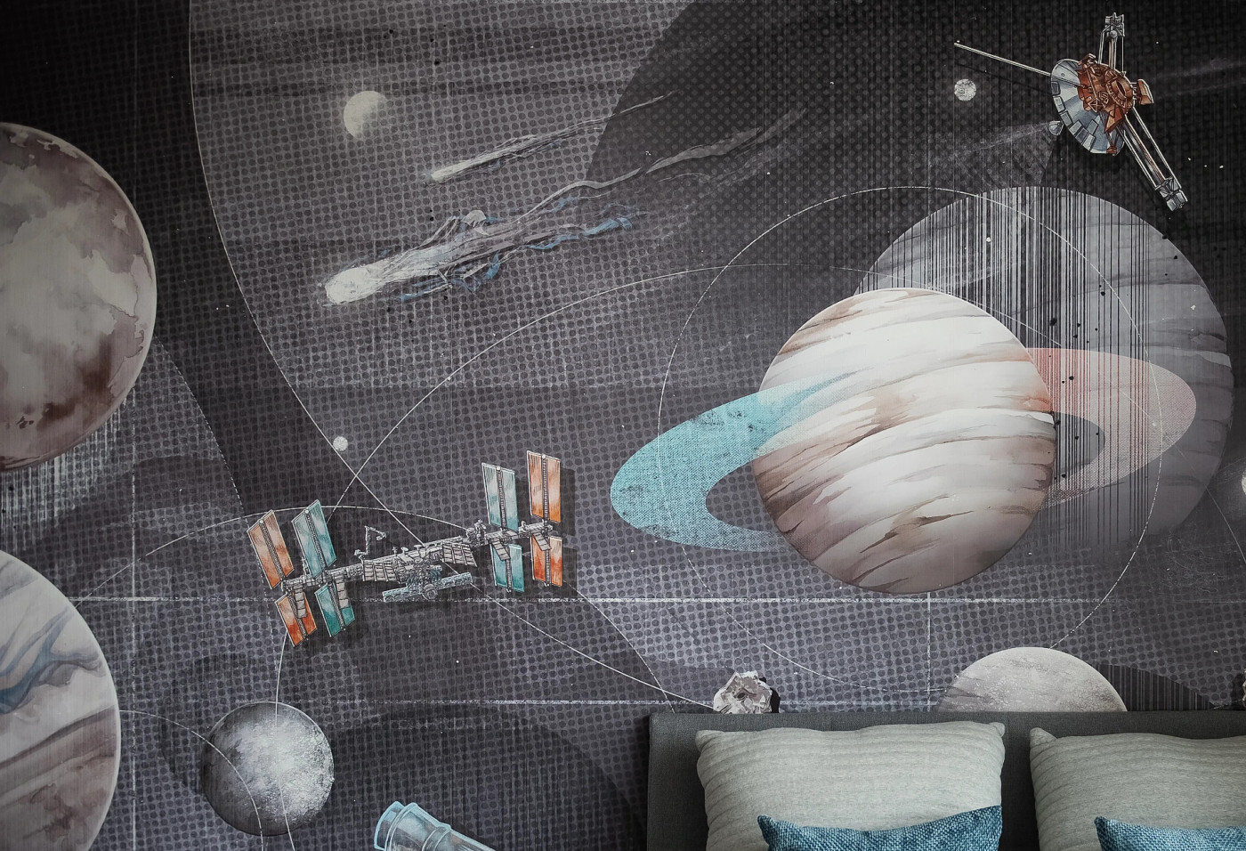 SPACE ZONE - grey- idealna tapeta do pokoju miłośnika kosmosu