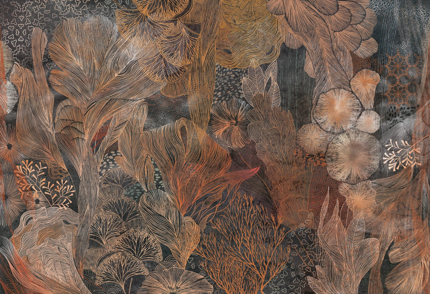 GREAT REEF - copper - tapeta z motywem rafy koralowej