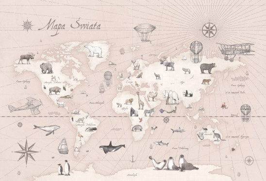 MAPS - desert rose - tapeta z mapą i zwierzętami