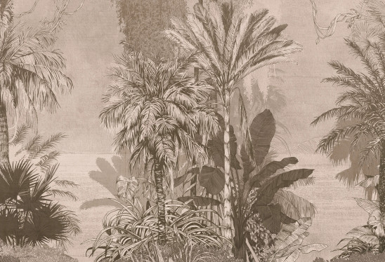 BORNEO - chocolate - klasyczny tropikalny mural palmowy