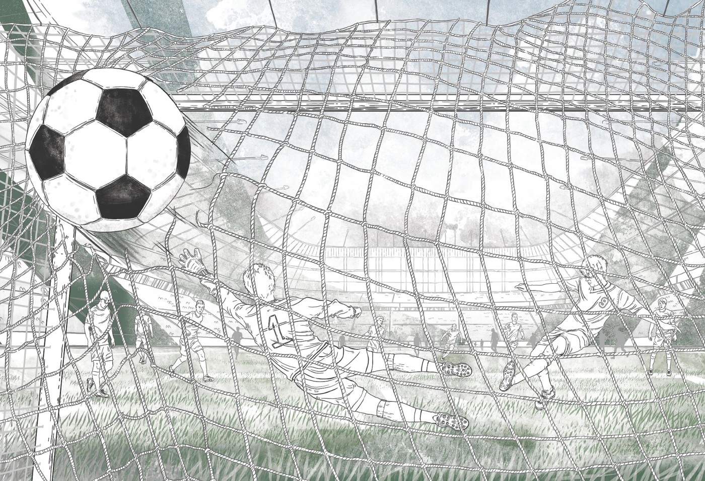 FOOTBALL - green - tapeta dla chłopca do pokoju